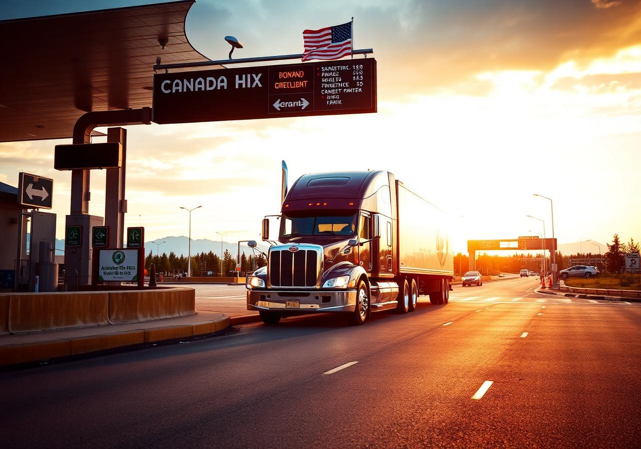 Cross-border truck at customs